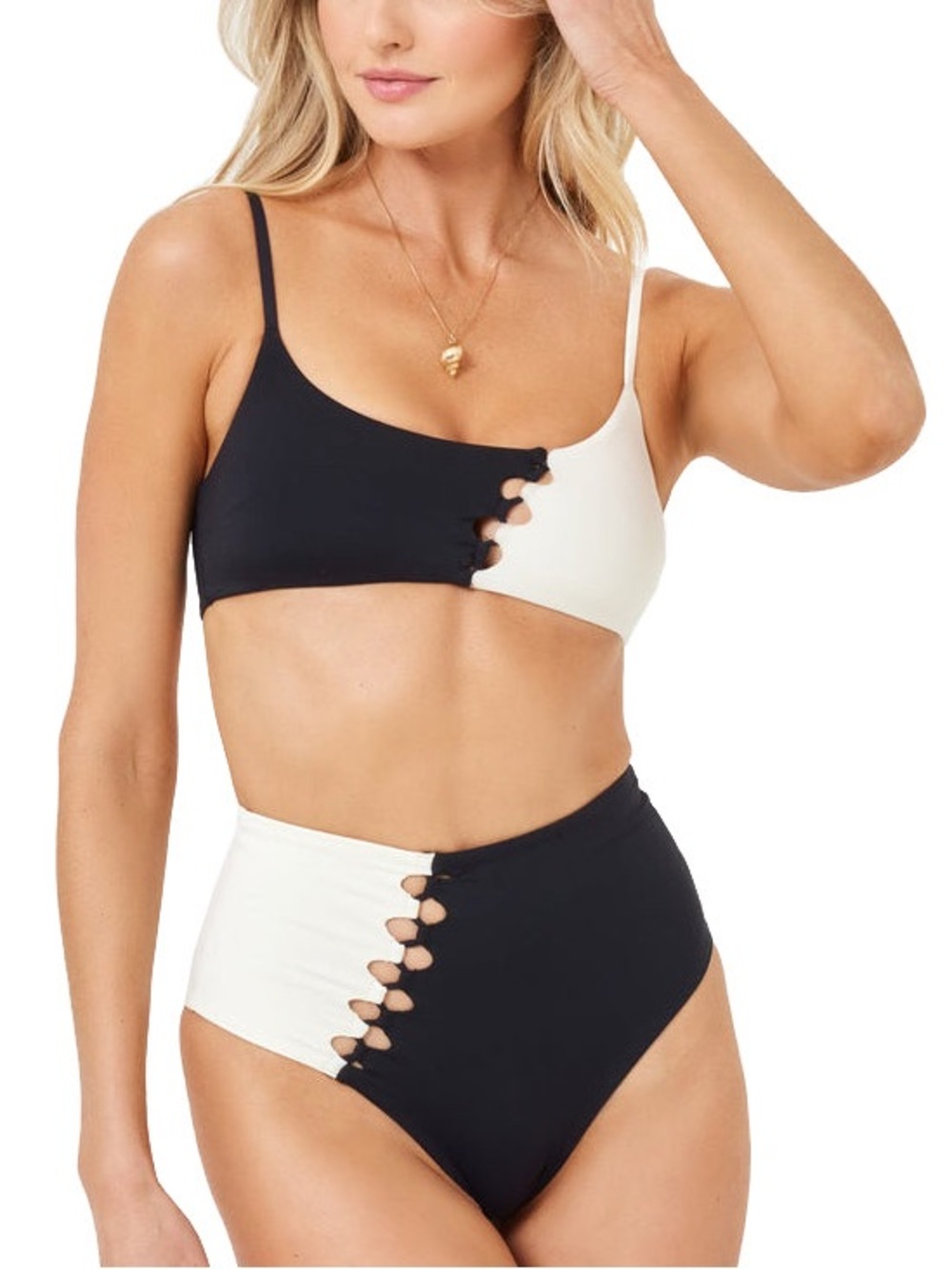 L Space - Black and White Solstice Bikini Top